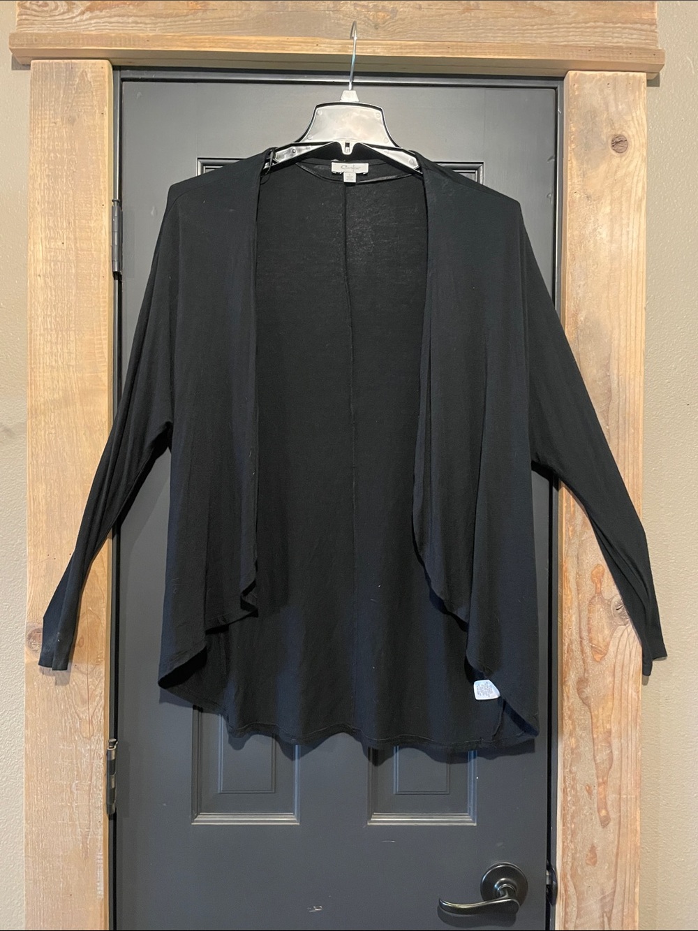 Curfew Black Open-Front Draped Cardigan